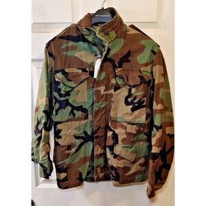 Military Coat Cold Weather Field Jacket Woodland Camo Size Extra Small-Short